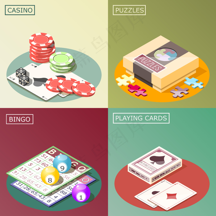 棋盘游戏等距设计概念eps,ai矢量模版下载