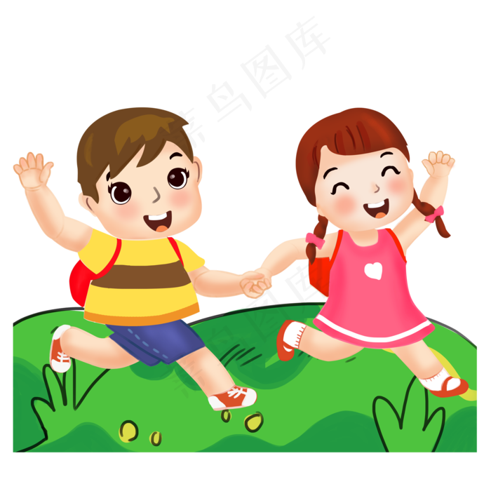 开学季中小学生儿童背书包去上学