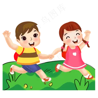 开学季中小学生儿童背书包去上学