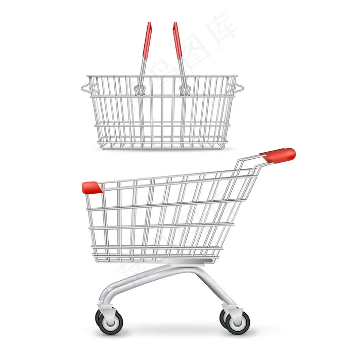轮式购物车和购物篮隔离eps,ai矢量模版下载
