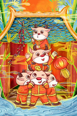 2021国潮风牛年庆新年