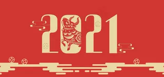 2021牛年红色扁平