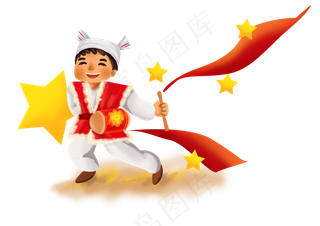 国庆节跳安塞腰鼓的男人