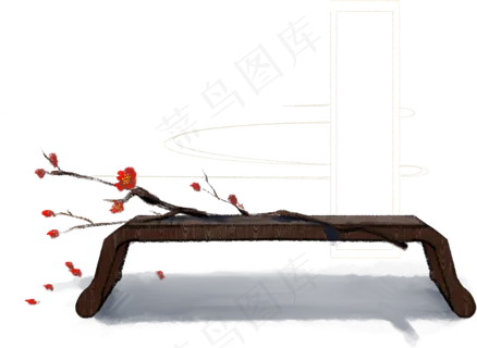 新年红棕色新中式梅花免扣摆件