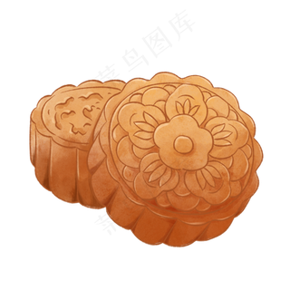 中国风水彩画中秋节月饼