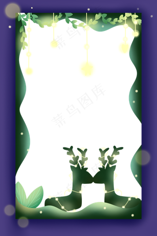 亲吻的麋鹿剪纸边框