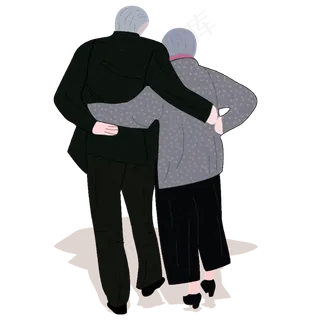 爷爷奶奶相互扶持