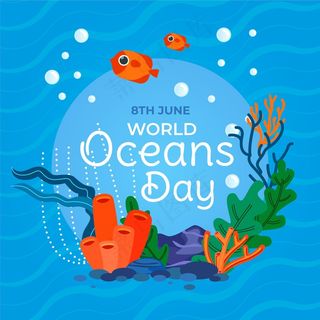 手绘世界海洋日