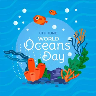 手绘世界海洋日