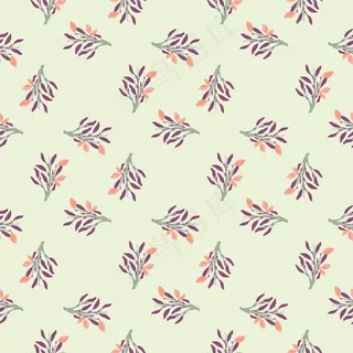 柠檬水紫色叶子和粉红色柠檬抽象食品印花无缝图案