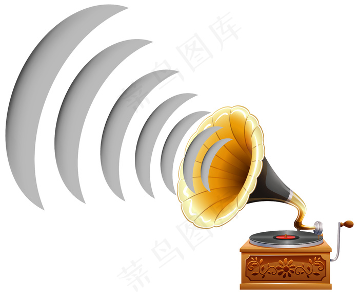 带有声波图标的留声机eps,ai矢量模版下载