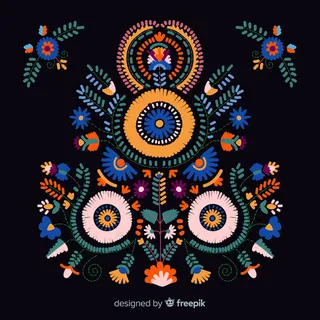 刺绣墨西哥花卉背景