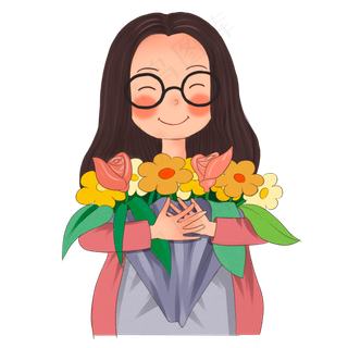 捧着鲜花的女老师 