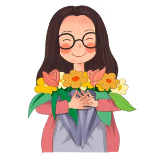 捧着鲜花的女老师 