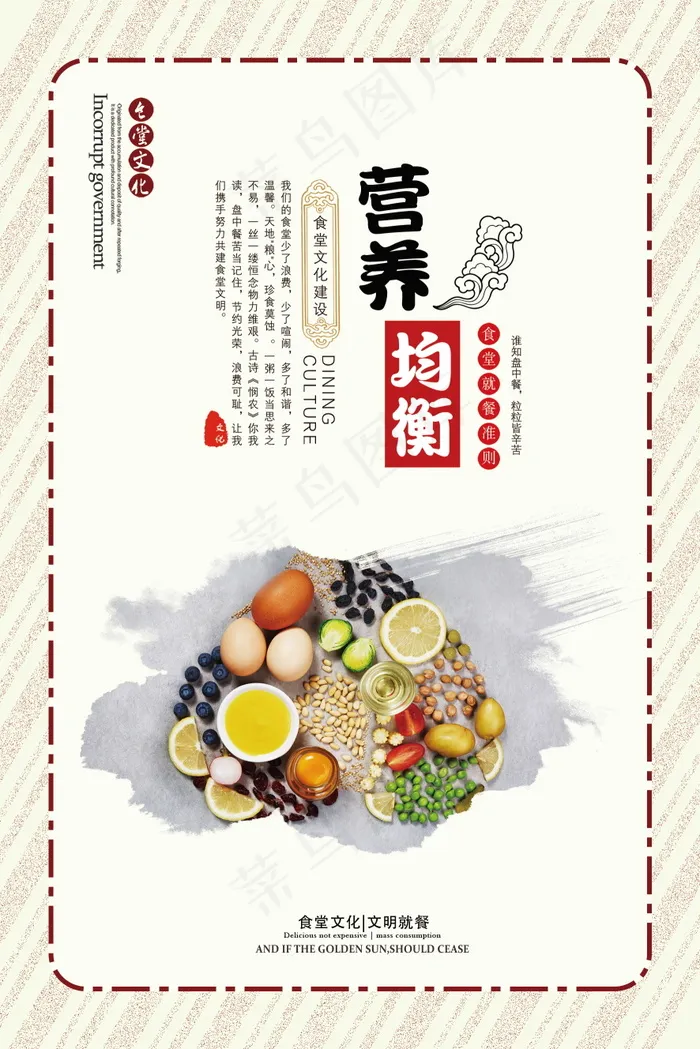 校园餐厅食堂挂画标语海报反对浪费节约粮食psd模版下载