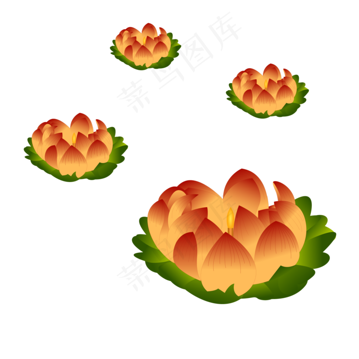 手绘中元节鬼节莲花灯