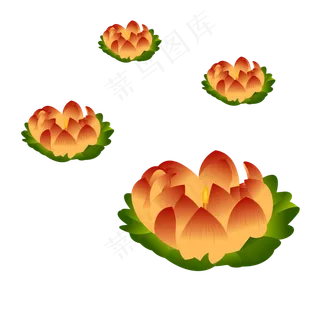 手绘中元节鬼节莲花灯