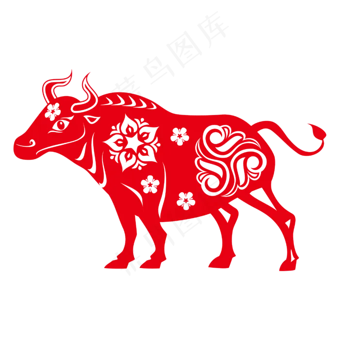 牛年剪纸形象(2000X3000(DPI:300))ai矢量模版下载
