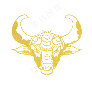 金色牛头剪纸