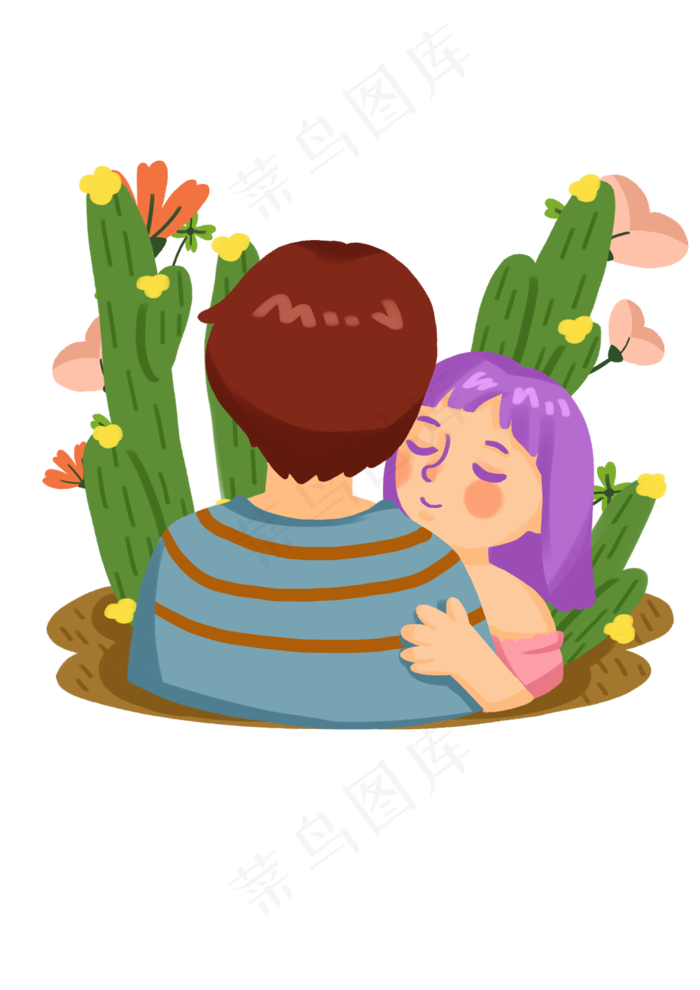 手绘时尚卡通情侣