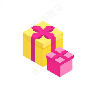 圣诞节、新年等轴测图标。插图