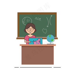 地理老师卡通矢量教师节元素