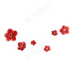 红色梅花花瓣漂浮