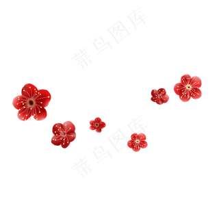红色梅花花瓣漂浮