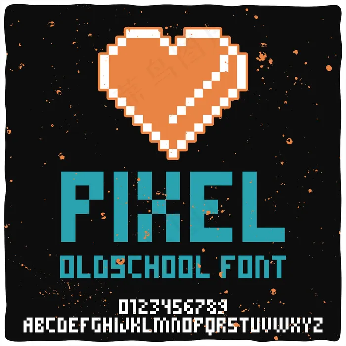 古老的字母字体命名为像素。eps,ai矢量模版下载