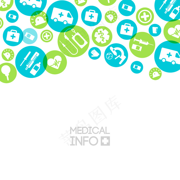 带有简单图标和彩色圆圈元素的医疗灯