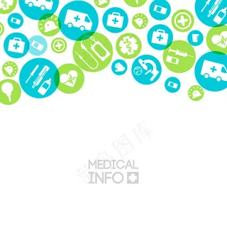 带有简单图标和彩色圆圈元素的医疗灯