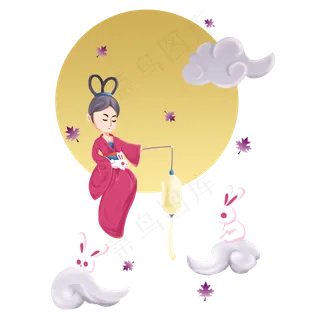 卡通手绘中秋节嫦娥人物
