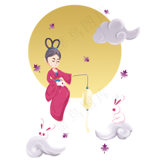 卡通手绘中秋节嫦娥人物