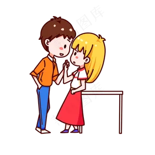 情人节可爱男生女生手绘