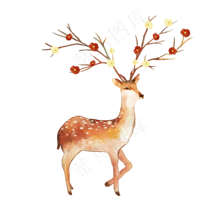 秋天动物梅花鹿素材