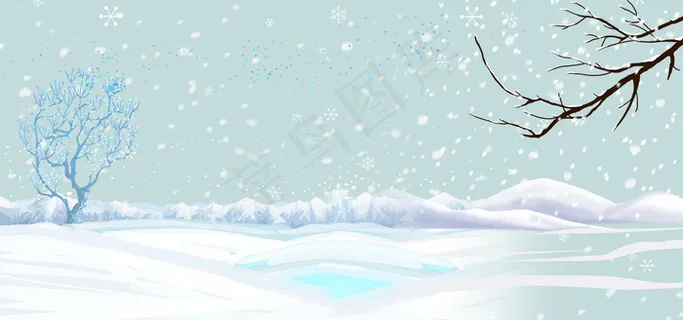 文艺清新雪花冬季冬装女装淘宝banner