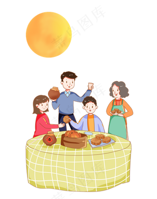 中秋节家人赏月