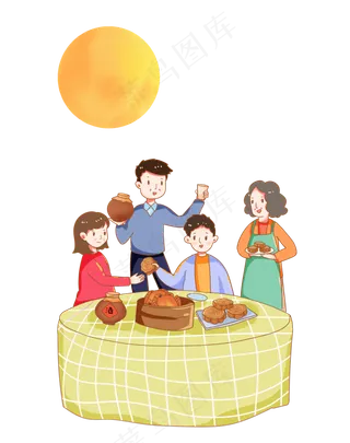 中秋节家人赏月