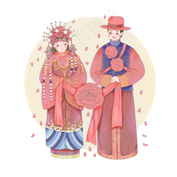 春节腊月过年喜事结婚传统新郎新(4000X4000(DPI:300))psd模版下载