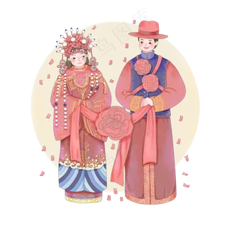 春节腊月过年喜事结婚传统新郎新