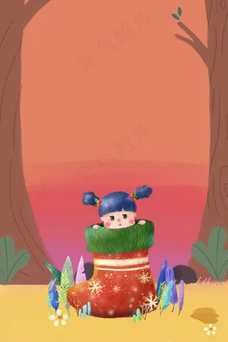 圣诞节创意袜子里的小女孩