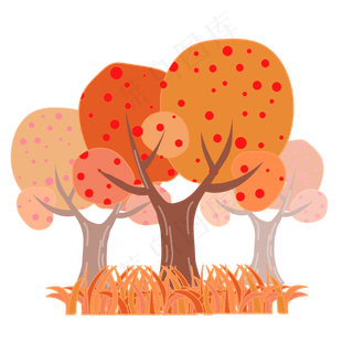 扁平风格简约卡通秋树元素矢量装