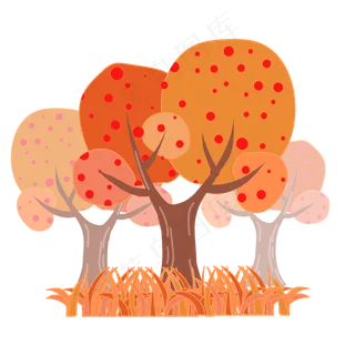 扁平风格简约卡通秋树元素矢量装