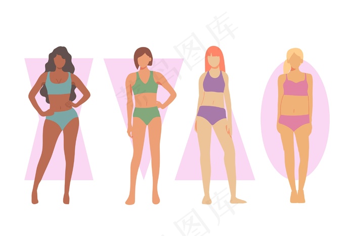 不同类型的女性体型eps,ai矢量模版下载