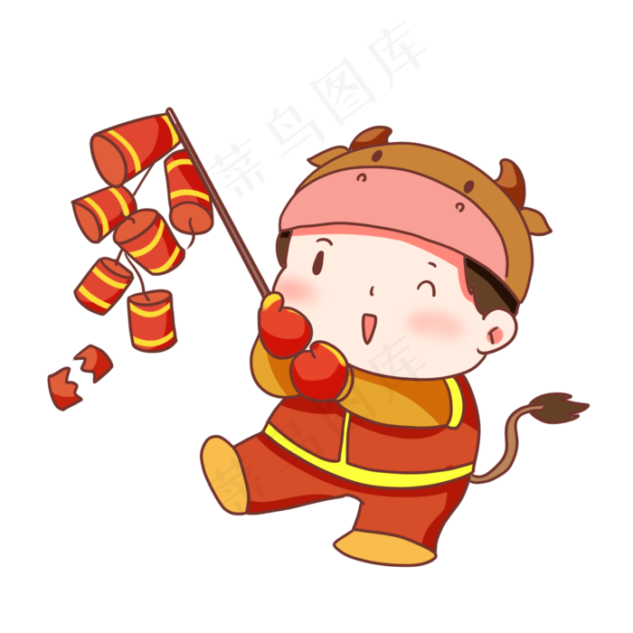 牛年萌牛头套福娃