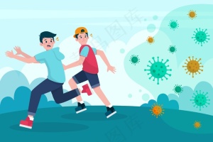 逃离冠状病毒粒子的人