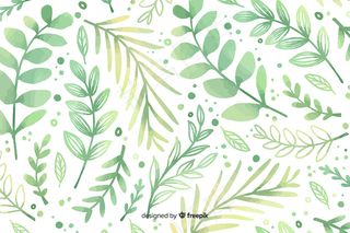 单色水彩绿色花朵背景