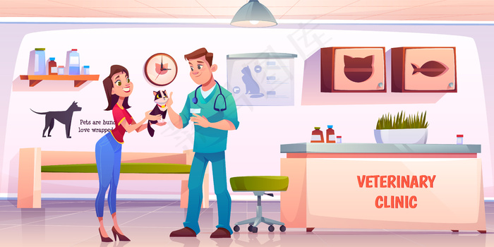 给兽医看病的年轻女人