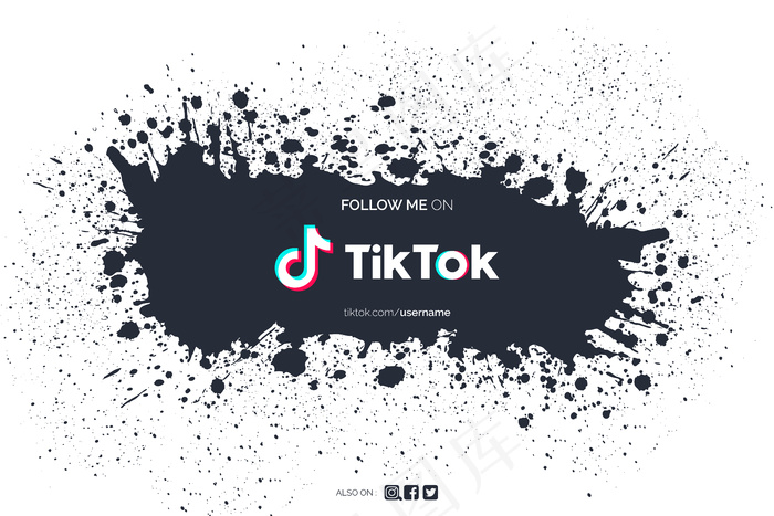 Tiktok背景与油漆飞溅eps,ai矢量模版下载