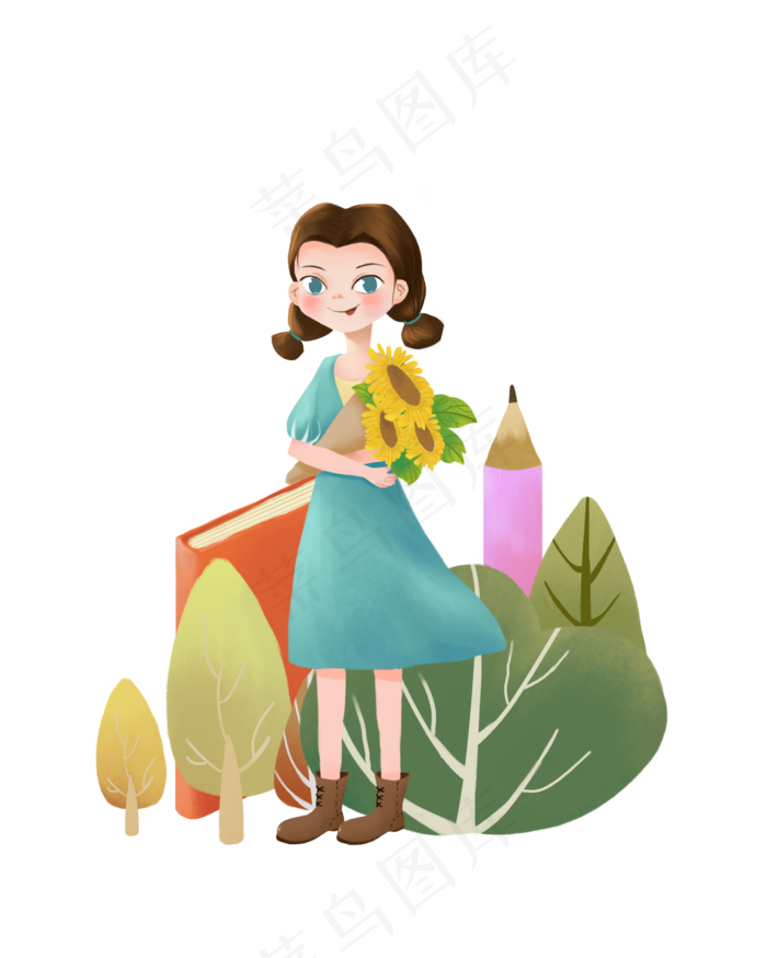 鲜花送老师教师节主题创意插画